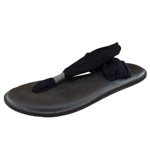 Sanuk‎ Sz 8 M Black Slingback Fabric Women Sandals